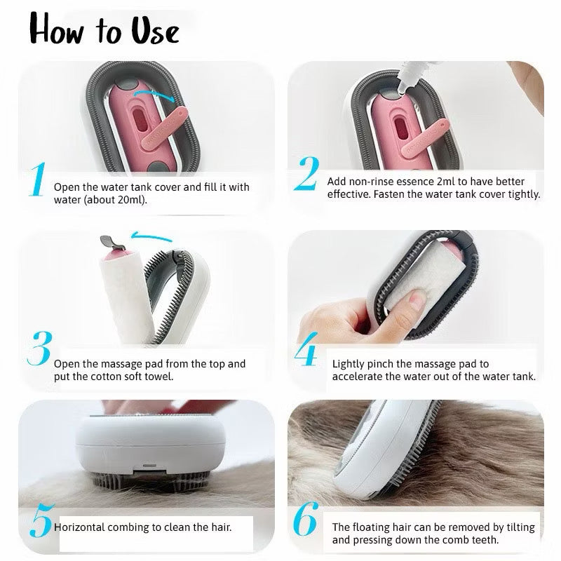 2 in 1 Cat Dog Grooming Comb with Water Tank