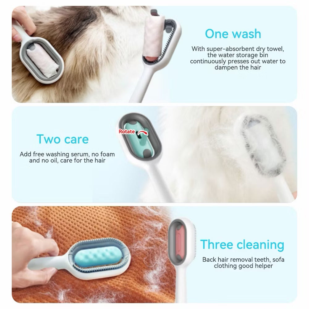 2 in 1 Cat Dog Grooming Comb with Water Tank