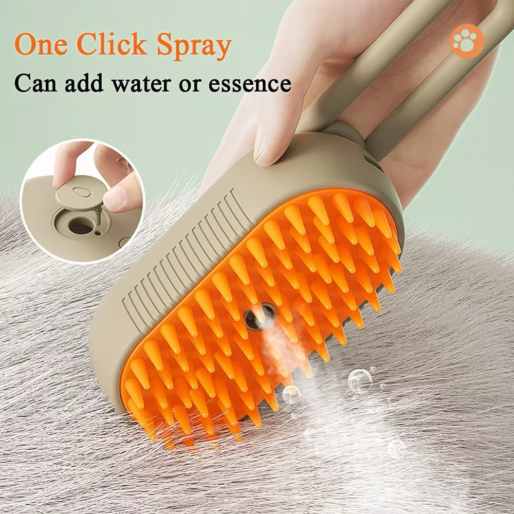 Pet Steam Brush For Cats And Dogs Grooming 3 In 1 Electric Spray Hair Massage