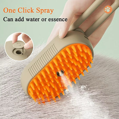 Pet Steam Brush For Cats And Dogs Grooming 3 In 1 Electric Spray Hair Massage