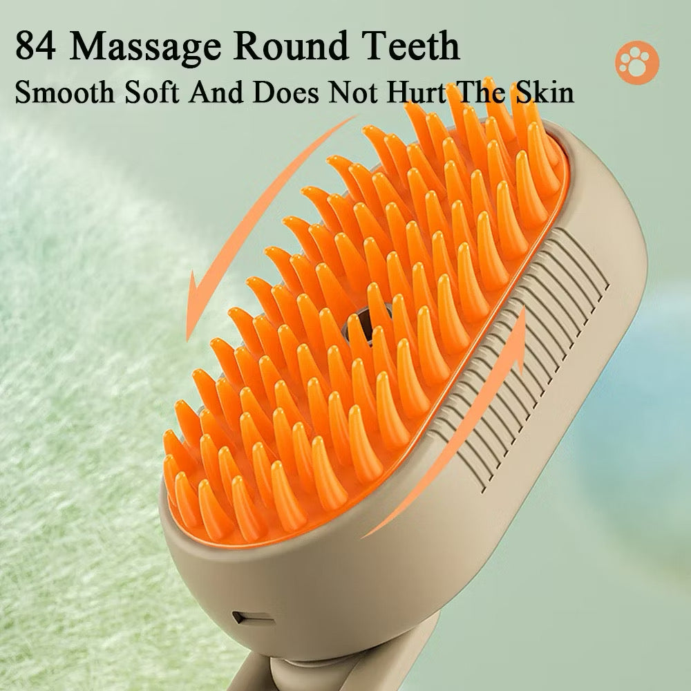 Pet Steam Brush For Cats And Dogs Grooming 3 In 1 Electric Spray Hair Massage