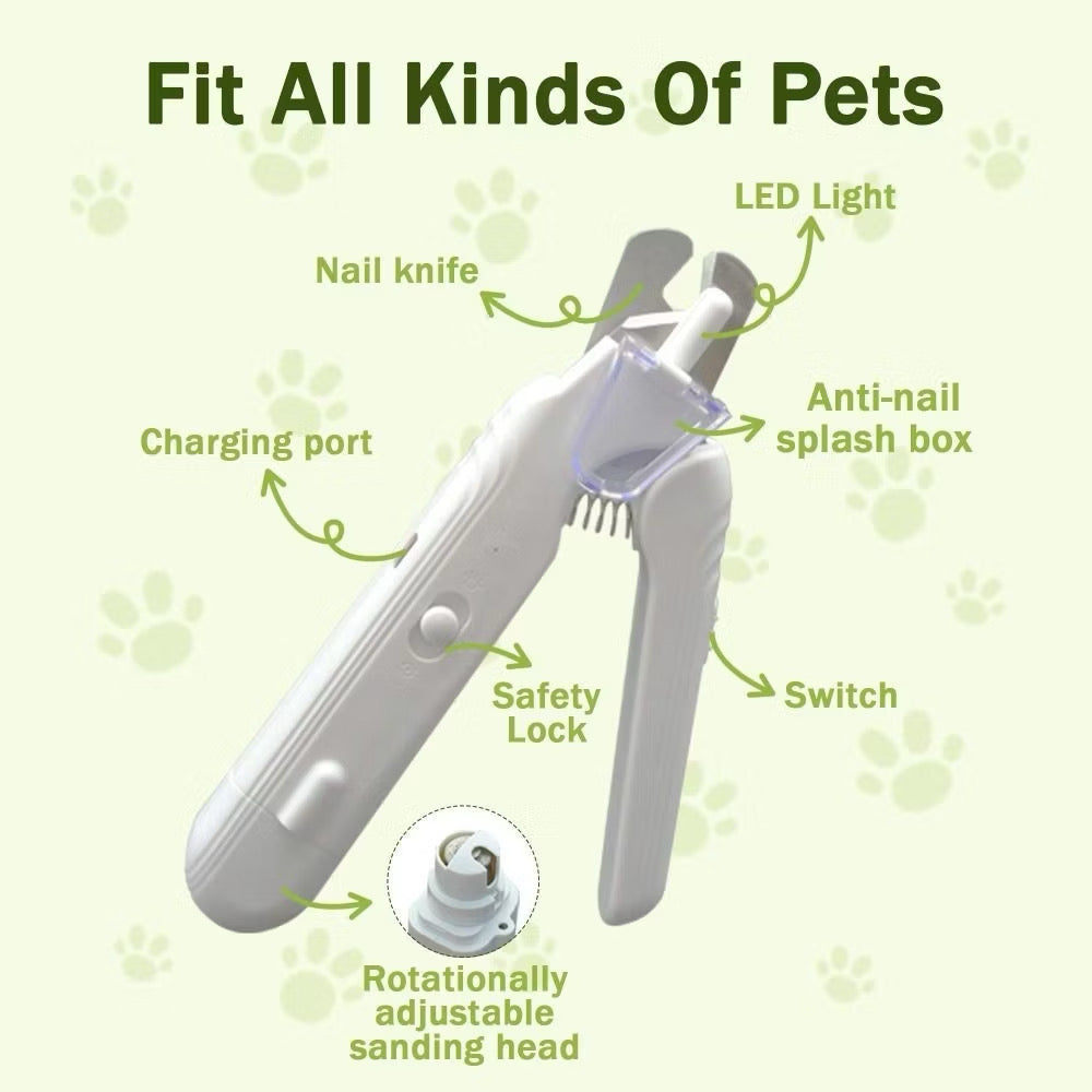 2-in-1 Electric Pet Nail Clipper & Grinder with LED Light